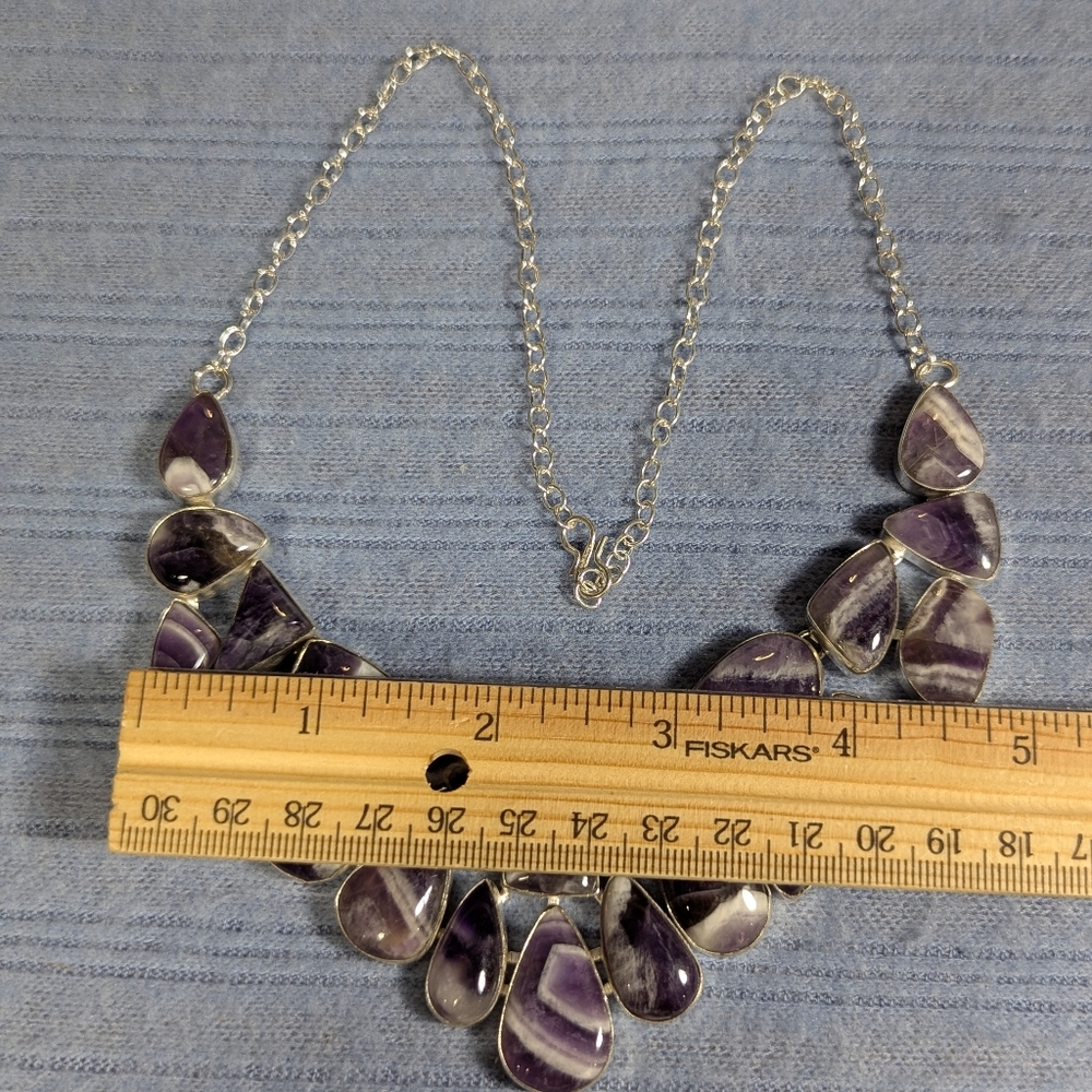 Chevron Amethyst Large Stone Statement Necklace - image 7
